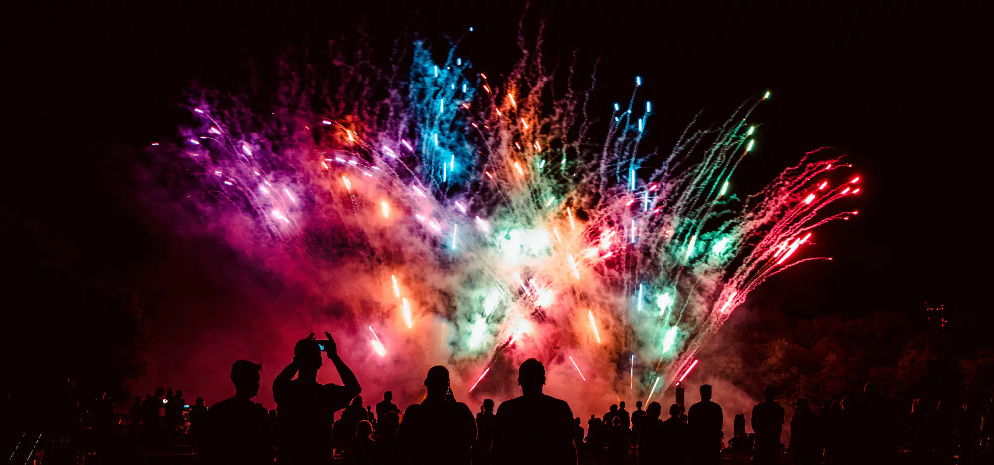 People watching a fireworks display